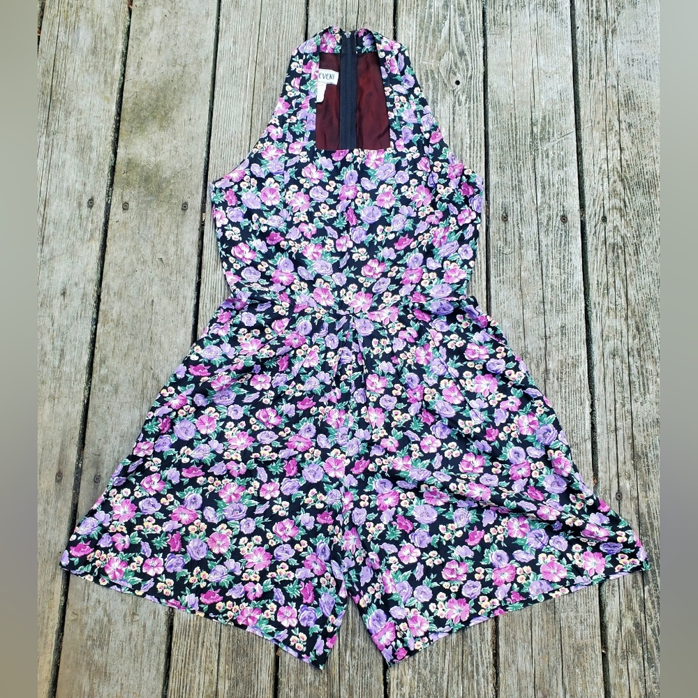 vintage 80s/90s black floral romper